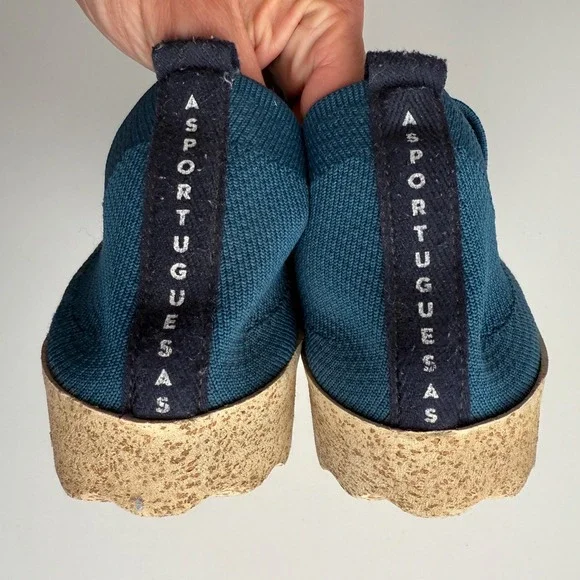 Asportuguesas Fly London Prado Stretch Fabric Teal Slip On Comfort Shoes 39 8 - Picture 4 of 7